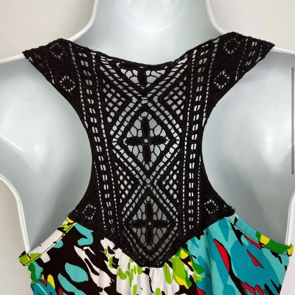 A. BYER crochet sleeveless top multicolor watercolor print - size Medium - Picture 4 of 11